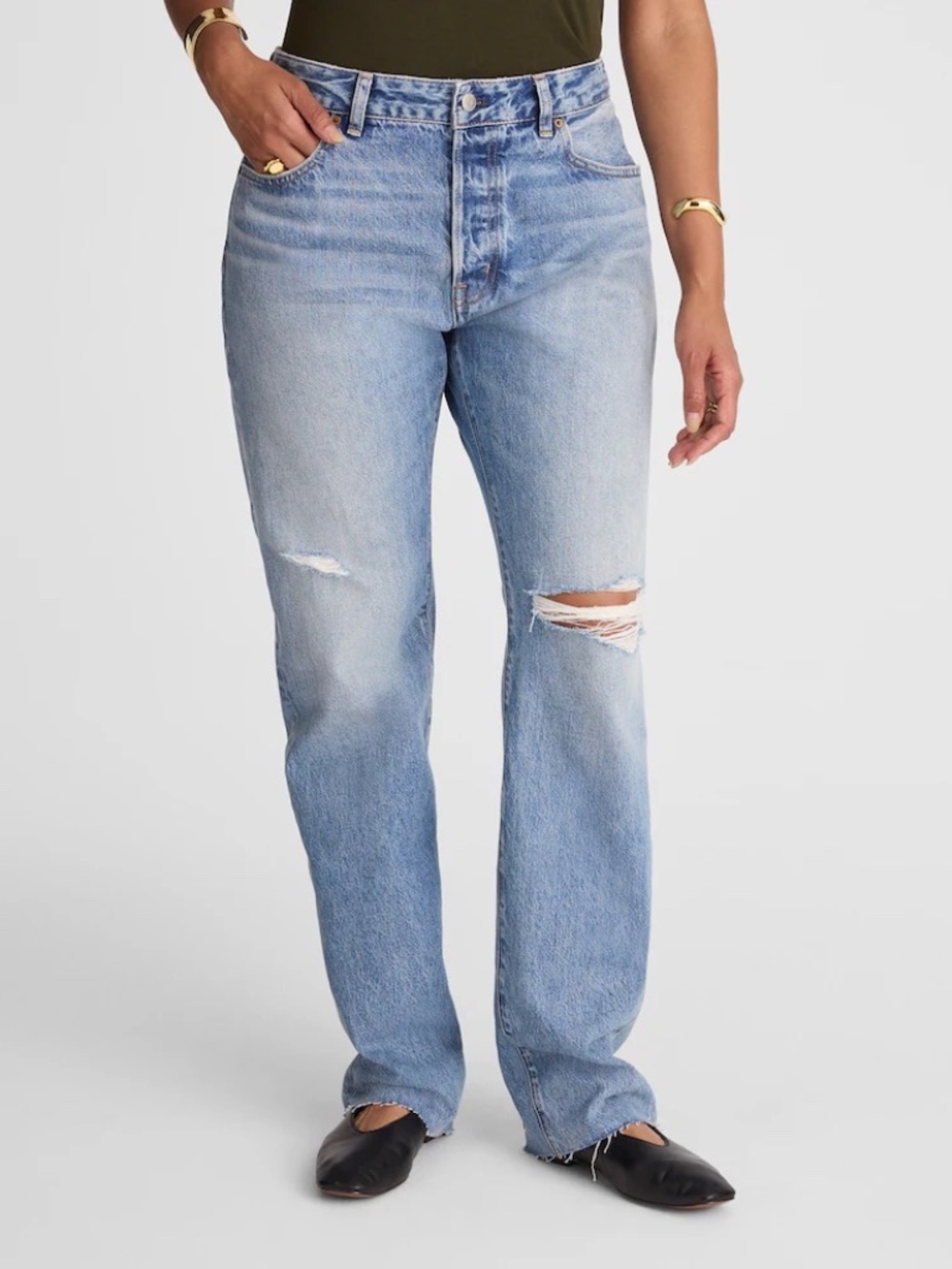 Madewell The Curvy Dean Easy Straight Jean Raw Hem Button Fly| Size 29